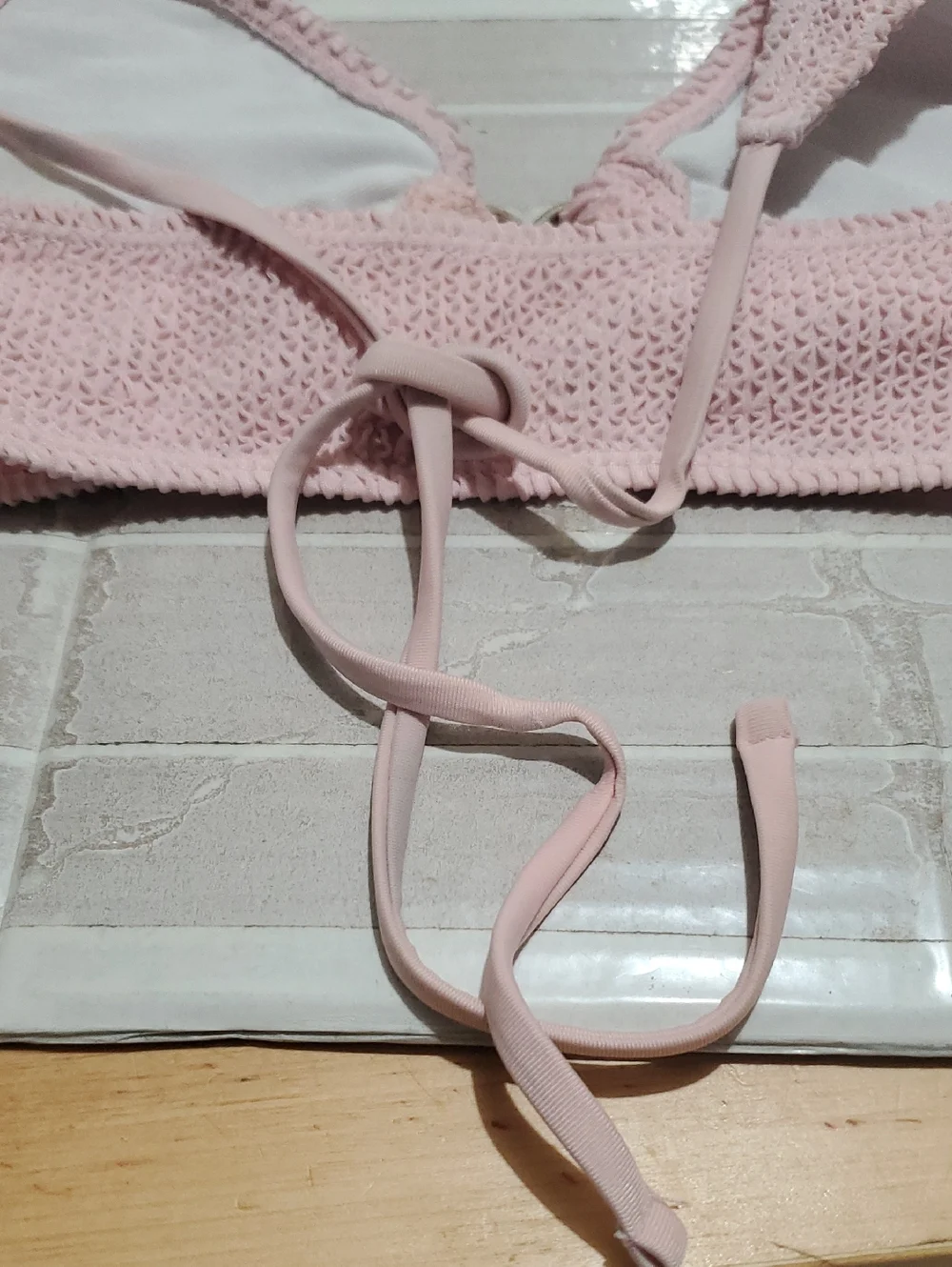 Halter Pink Heart-Accent Knit Vikini Top - Women Intimates & Sleepwear Size S